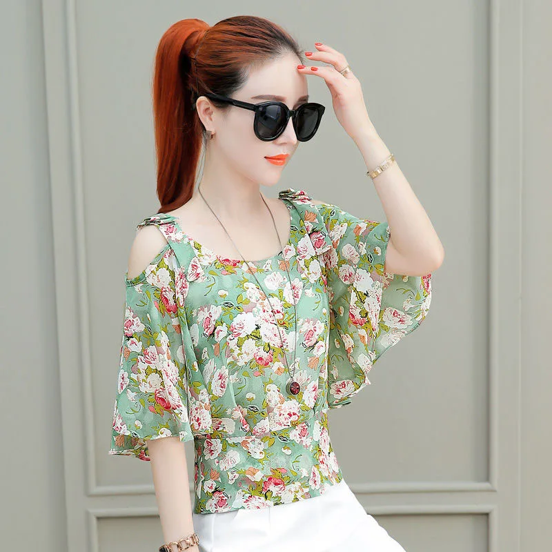 Женские шифоновые Блузы с открытыми плечами на весну и лето повседневные женские