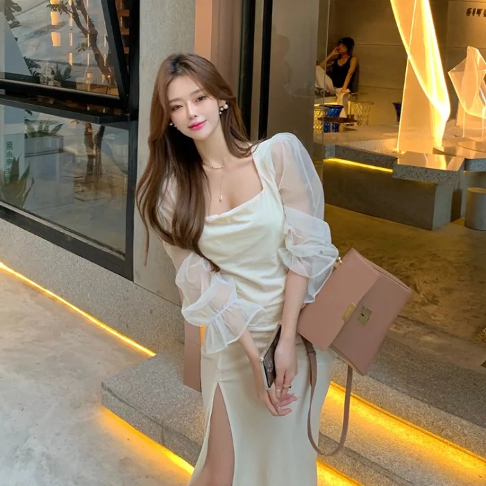 Женская бархатная юбка длинная во французском ретро стиле с квадратным