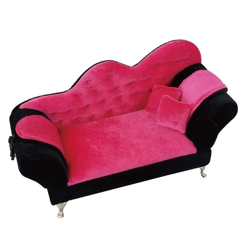 

1/6 Dollhouse Fancy Couch Sofa Rose Pink Jewelry Storage Organizer Box Flip Can Open Compartments Armchair Sofa Box Gift