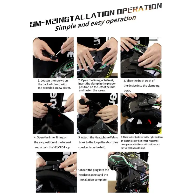 

1000m Motorcycle Bluetooth Helmet Headset Intercom Full Duplex Wireless 6XDB