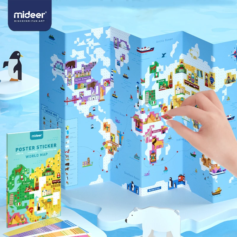 Mideer детская мозаичная наклейка DIY Геометрия 3Y + человек география познавательный