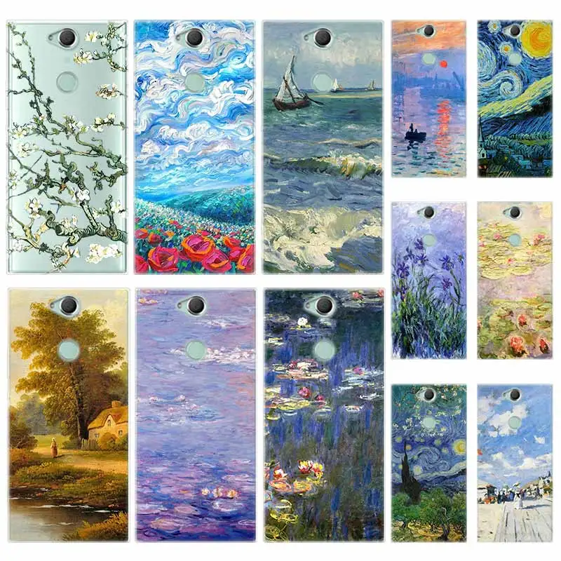 Силиконовый ТПУ чехол для Sony Xperia X XA XA1 XA2 XA3 XZ XZ1 XZ2 XZ3 XZ4 L1 L2 L3 Plus Compeact Monet Garden Lotus New |
