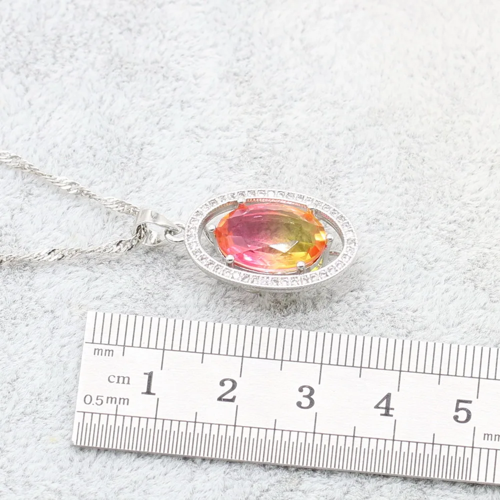 XUTAAYI Wedding Jewelry Sets Multicolor 925 Silver Earrings For Women Luxury Bracelet Rings Bridal Pendant Necklace Set | Украшения и