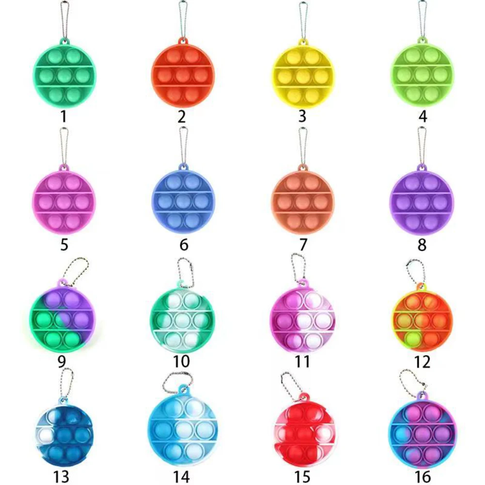 

Silicone Push Bubble Mini Round Keychain Fidget Toys Autism Stress Reliever Dimple Toy Keychain Stress Reliever Pop Fidget