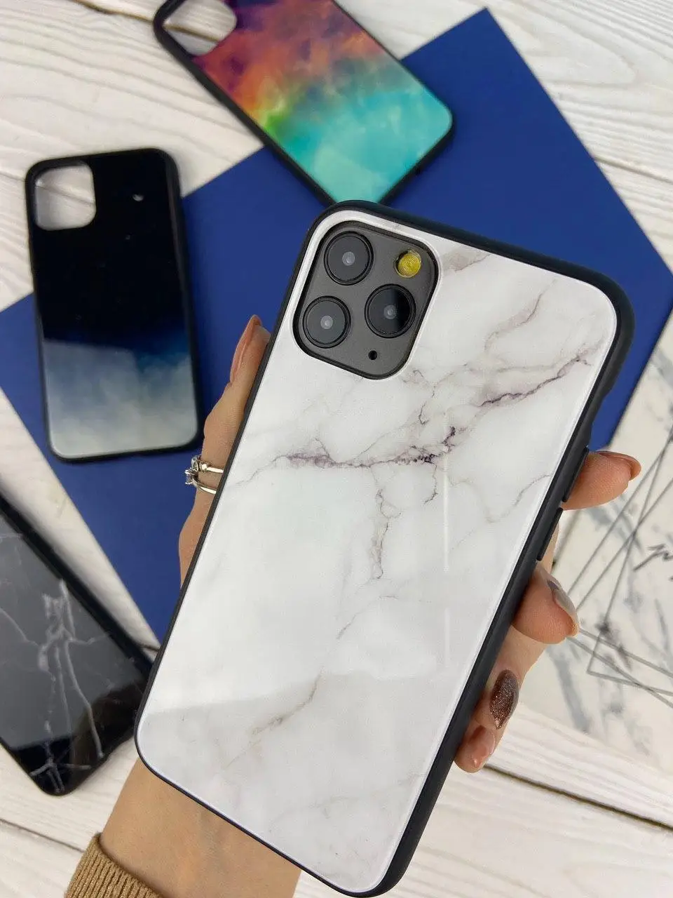 Стеклянный чехол с силиконовым бампером для Samsung Galaxy J4 2018 / Чехол стекло 360