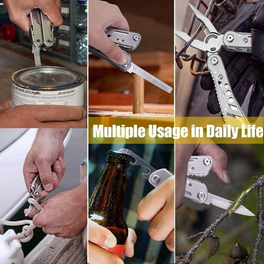 

EDC Folding Multi-tools Kit with Mini Tools Knife Pliers Swiss Army Knife and Multitool kit for Outdoor Camping Picnic Equipment