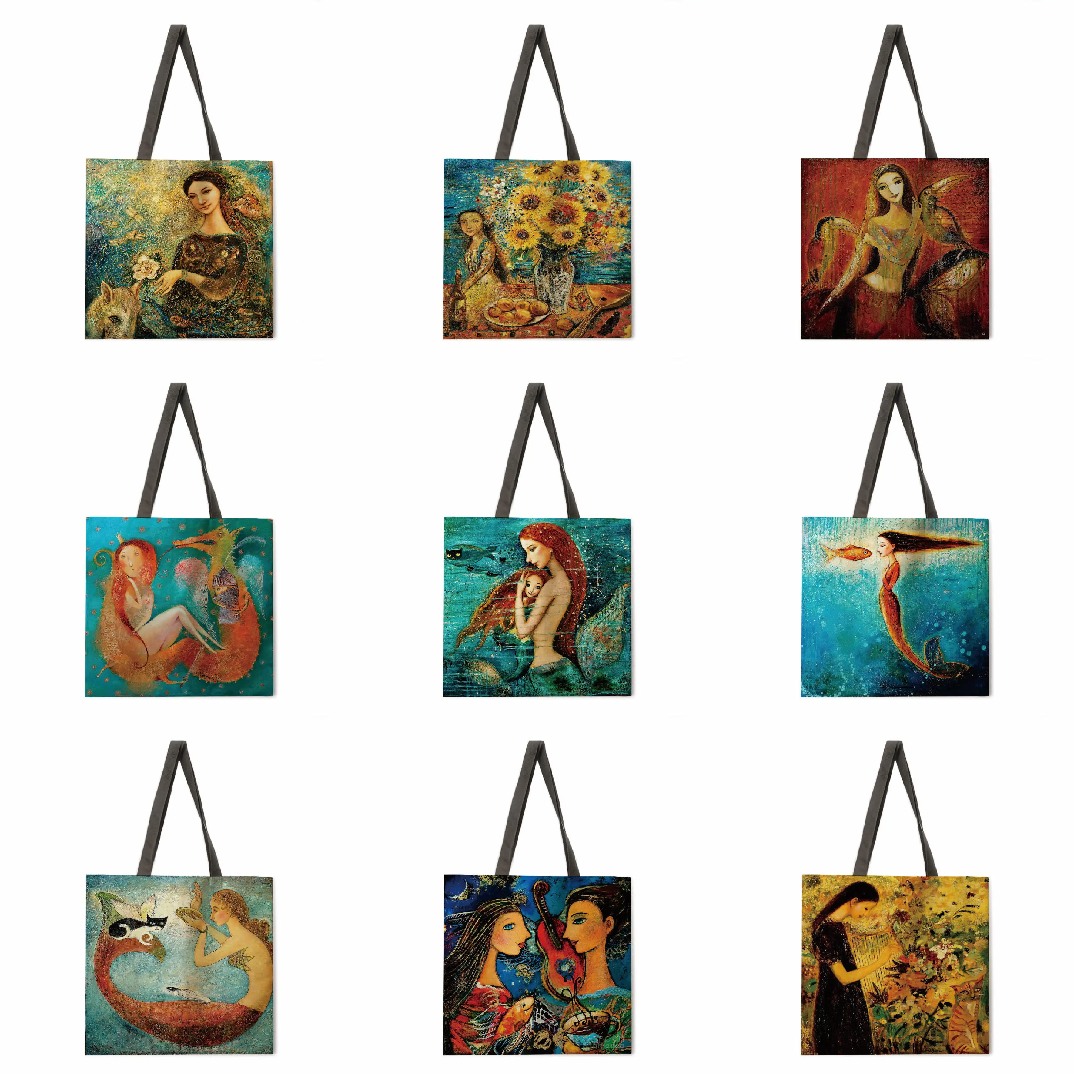 

Ocean fairy tale mermaid print bag female leisure handbag lady beach bag fashion bag beach bag foldable shopping bag
