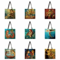 ocean fairy tale mermaid print bag female leisure handbag lady beach bag fashion bag beach bag foldable shopping bag