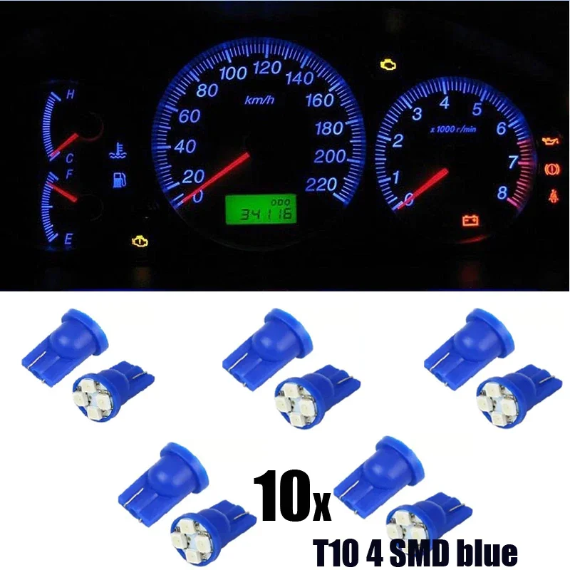 

10pcs Car Led Lights T10 4SMD 1210 LED Reading Lamps Car Gauge Speed Dash Bulb Dashboard Light Wedge Lamp Car Accessories Car