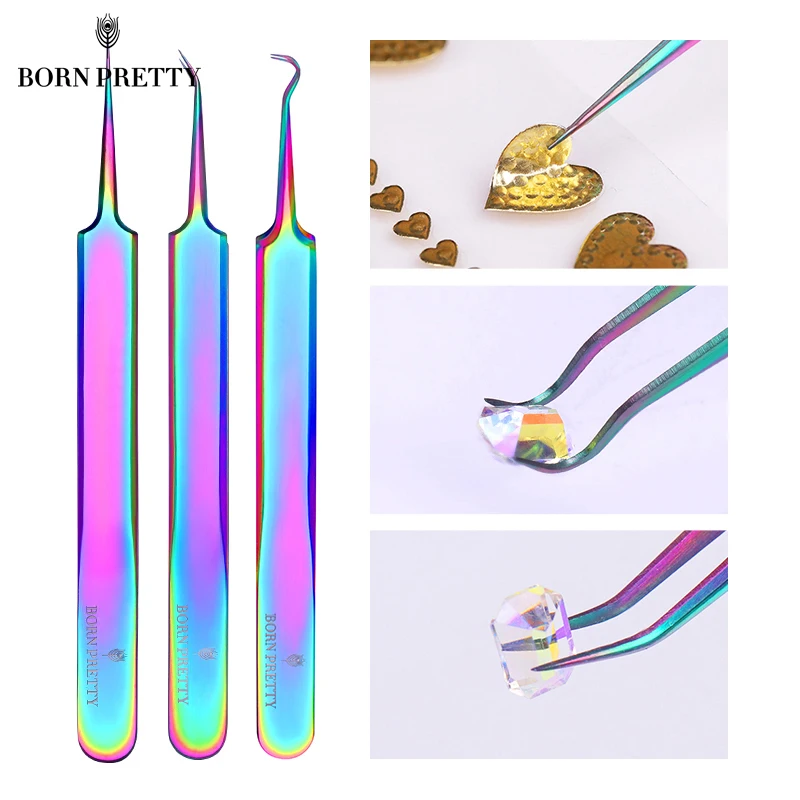 BORN PRETTY изогнутый Прямой пинцет для ногтей Auroras Высокоточный дизайн наконечника