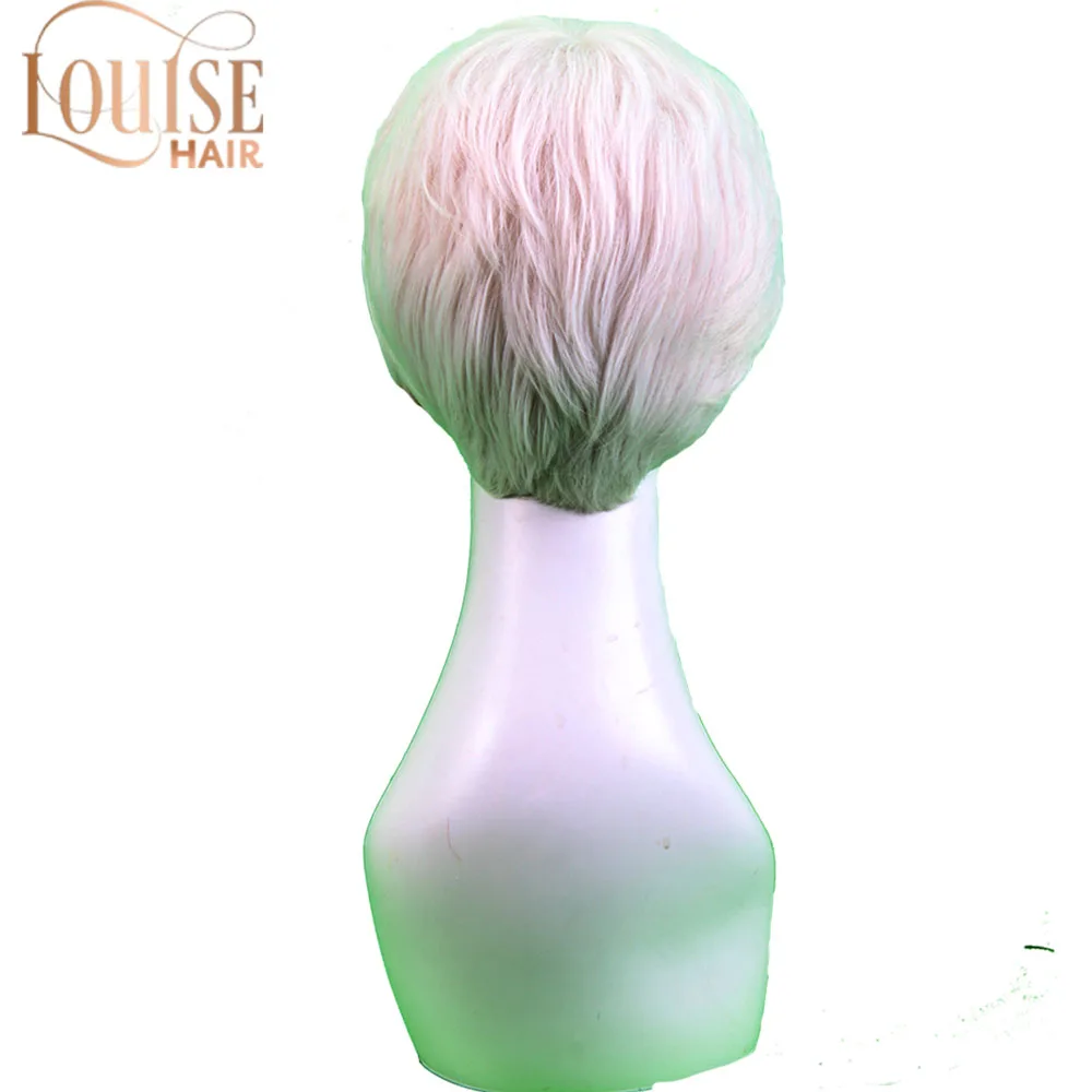 Парик Луиз волос для женщин короткий парик пожилых Синтетические серые и белые