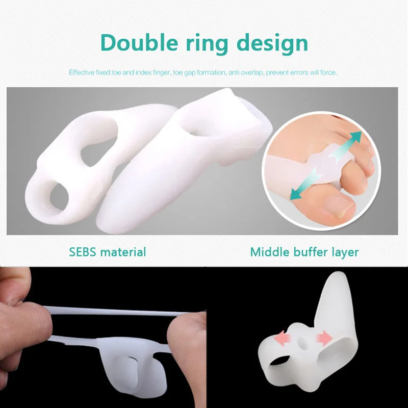 

2PCS Silicone Gel Thumb Corrector Bunion Little Toe Protector Separator Hallux Valgus Finger Straightener Foot Care Relief Pads