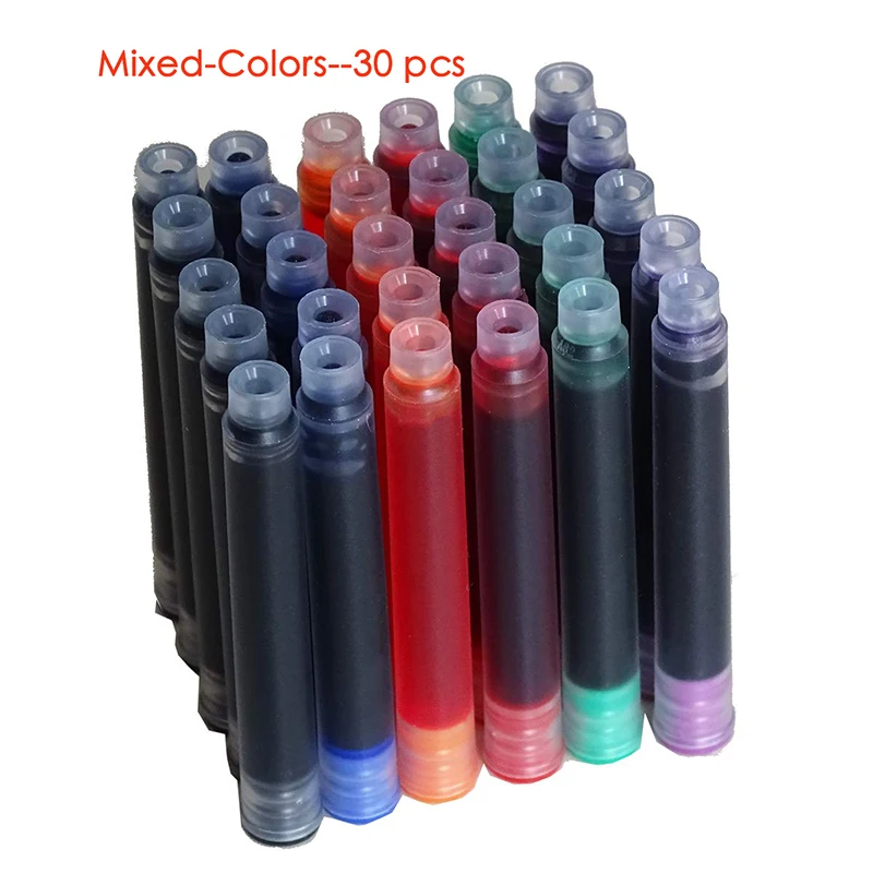 30PCS Jinhao Fountain Pen Ink Cartridges Classic Black / Blue / Mixed Color Standard Size for Jinhao Duke Baoer Fuliwen Pen Etc