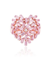 rose gold pink cubic zirconia pink cz heart ring 2020 lover valentines day gift fashion pink women jewelry