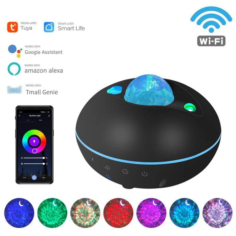 

Умный лазерный проектор Tuya, Wi-Fi проектор со звездным небом, размахивающий ночник, цветное светодиодное приложение, беспроводное управление,...