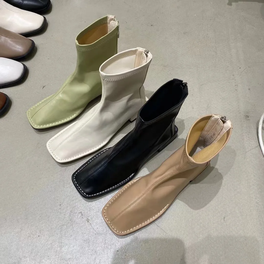 

Женские ботинки-носки на низком каблуке, с квадратным носком