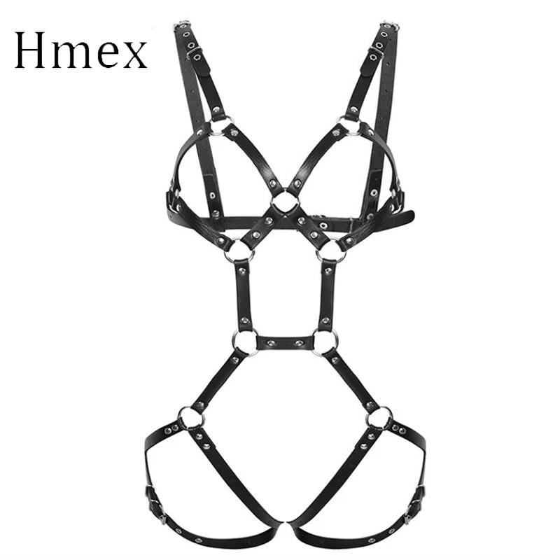 Sexy Women Leather Harness Bra Bdsm Bondage Garter Belts Punk Gothic Suspenders Sword Belt Straps Garter Body Belts Lingerie