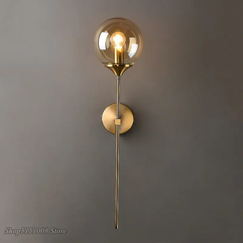 Современная стеклянная настенная лампа в скандинавском стиле золотой
