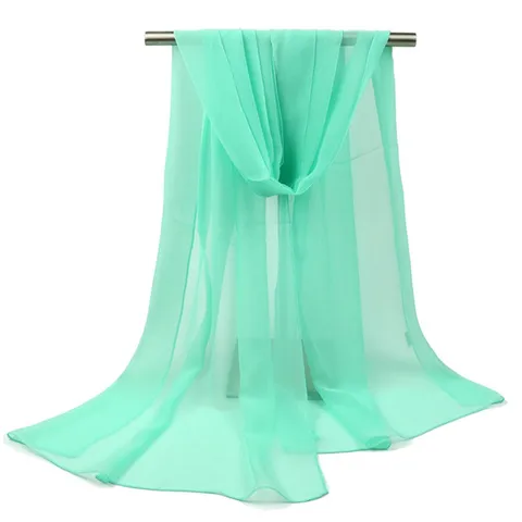 Женский однотонный шелковый шарф-Жоржет, модный монохромный шарф для путешествий, Пляжная шаль, 2023
