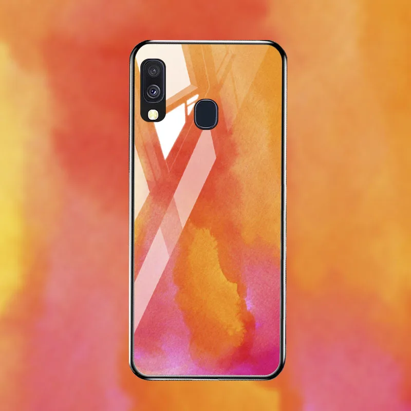 Цветной стеклянный чехол для samsung A20 A30 A40 A50 A60 A70 из закаленного стекла galaxy M10 M20 M30