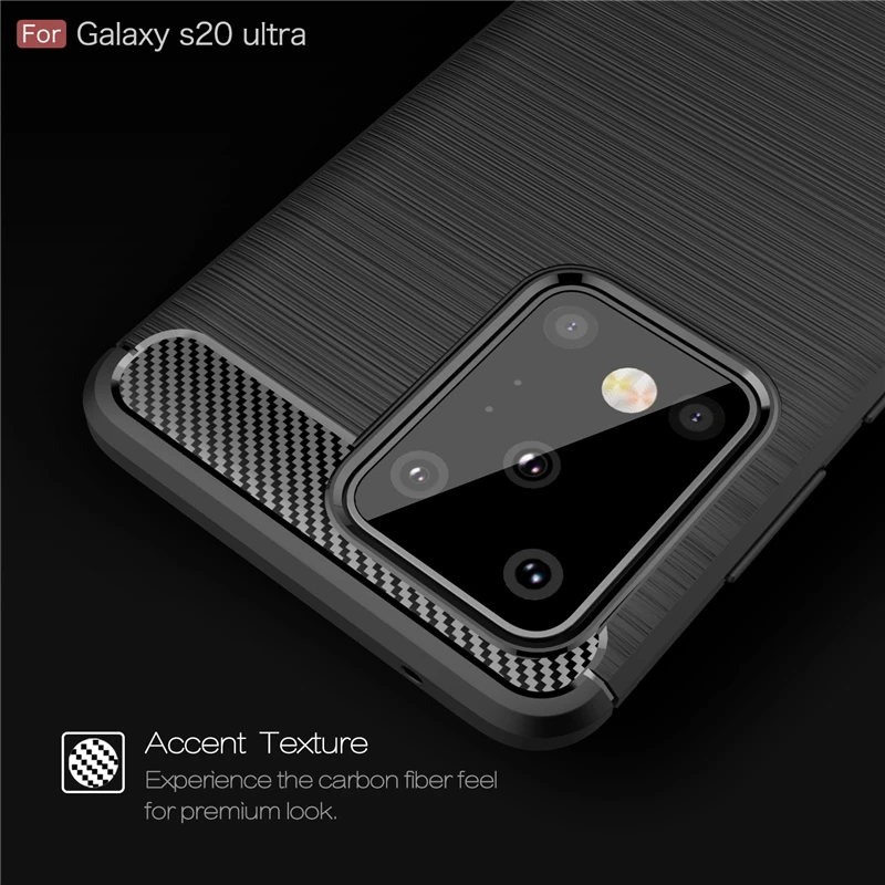 Для Fundas Samsung S20 Ультра чехол для Galaxy бампер из углеродного ТПУ волокна Чехол 6