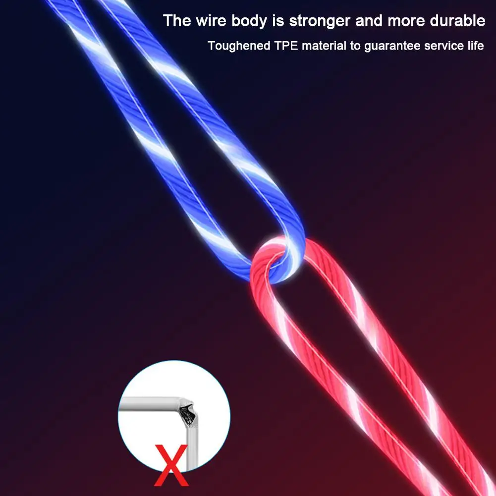 Магнитный зарядный кабель со светодиодный подсветкой светящийся USB-кабель для