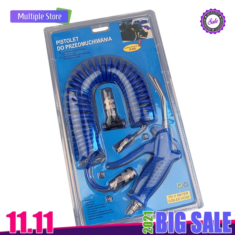 

Realmote 4*6 European-style Dust Blowing Gun Set 5 M Pneumatic Combination With PUTPU Spiral Air Nozzle Tools Pipe