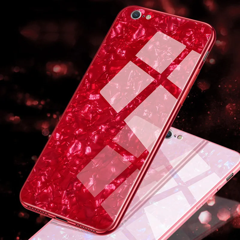 Роскошный красный чехол для телефона из закаленного стекла Funda Apple iPhone X XR XS Max 8 7 6S 6