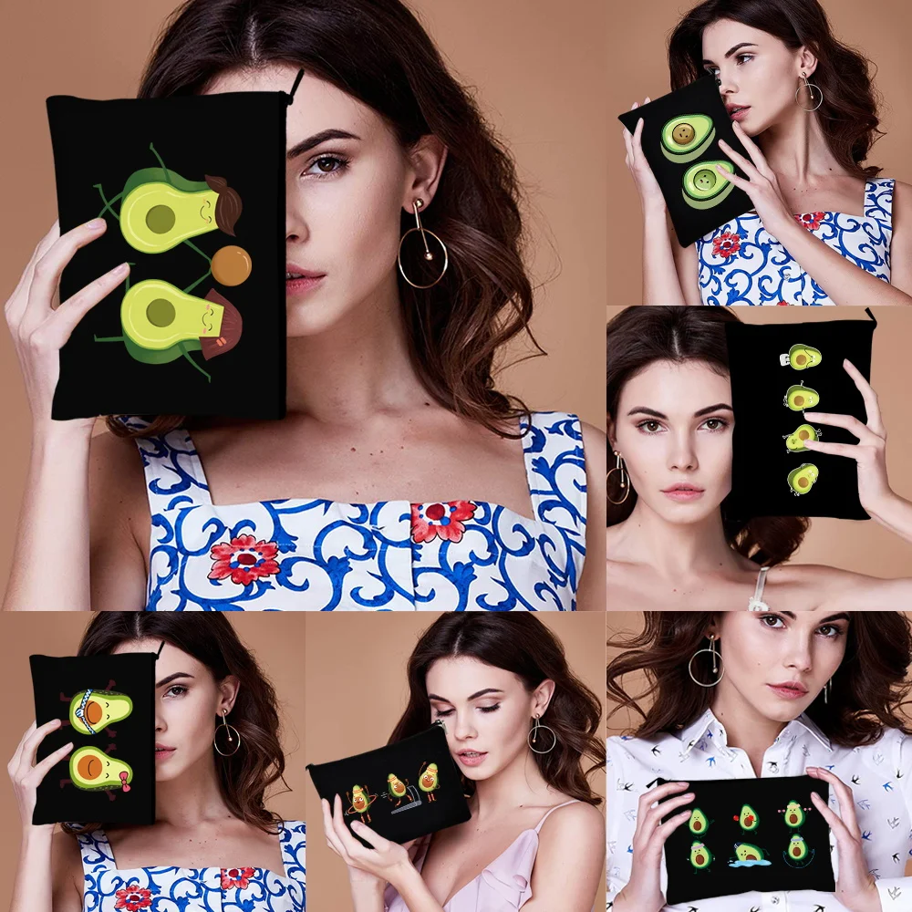 

Women Cosmetic Bag Casual Outdoor Travel Portable Storage Avocado Pattern Handbags Lipstick Makeup Bagi Essential Toiletry Bags