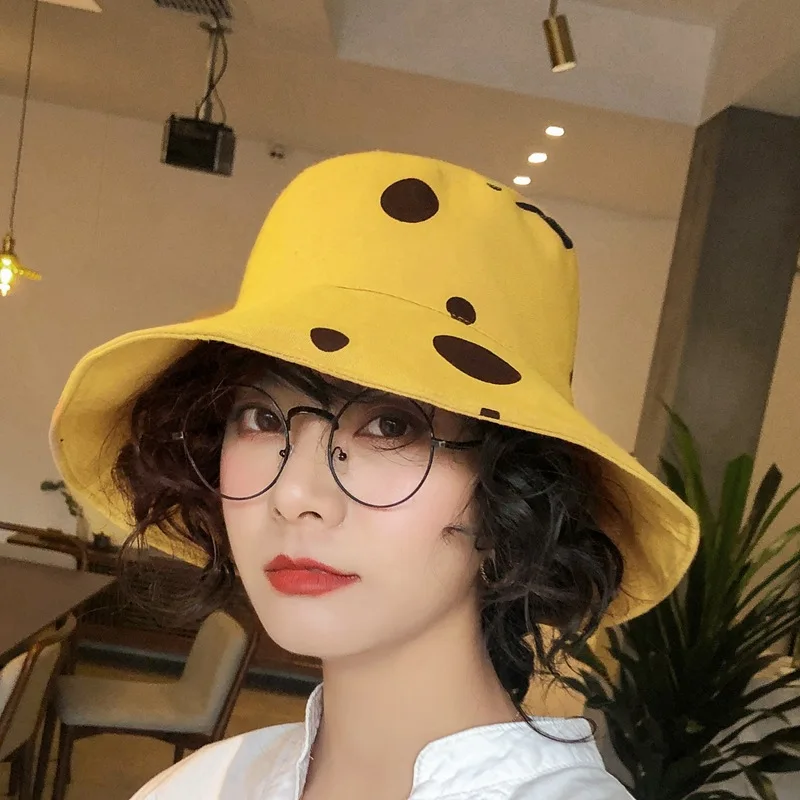 Летняя широкополая шляпа с волнистыми полями и принтом в виде беспорядочных пятен INS для женщин, защищающая от солнца, складная, из хлопка, рыбацкий кепи.