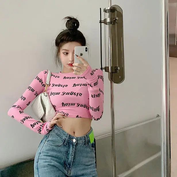 

T-shirt Crop Top T Shirt Camiseta De Manga Comprida E Camisa De Manga Curta De Manga Curta Feminina Kawaii Blouses Sleeve Style
