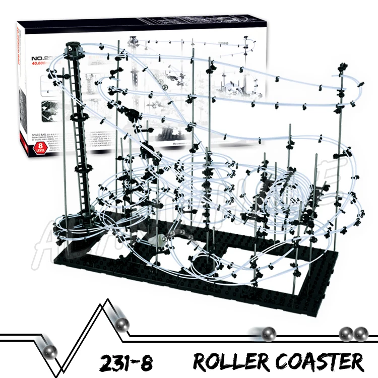 

4000cm Rail High Level 8 Challenger Marble Run Roller Coaster Electric Elevator Model Building Boy Toys Rolling ball Sculpture