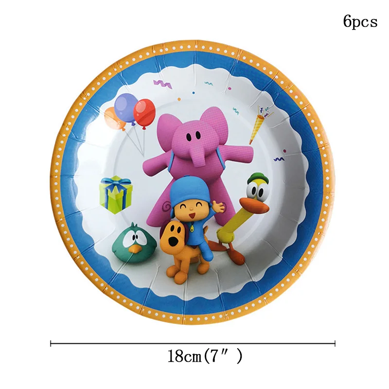 plate-7inch-6pcs Вечерние принадлежности POCOYO детская тематическая вечеринка на день рождения украшения новорожденного ребенка душ продукты украшения одноразовые чашки - Цвет: plate-7inch-6pcs