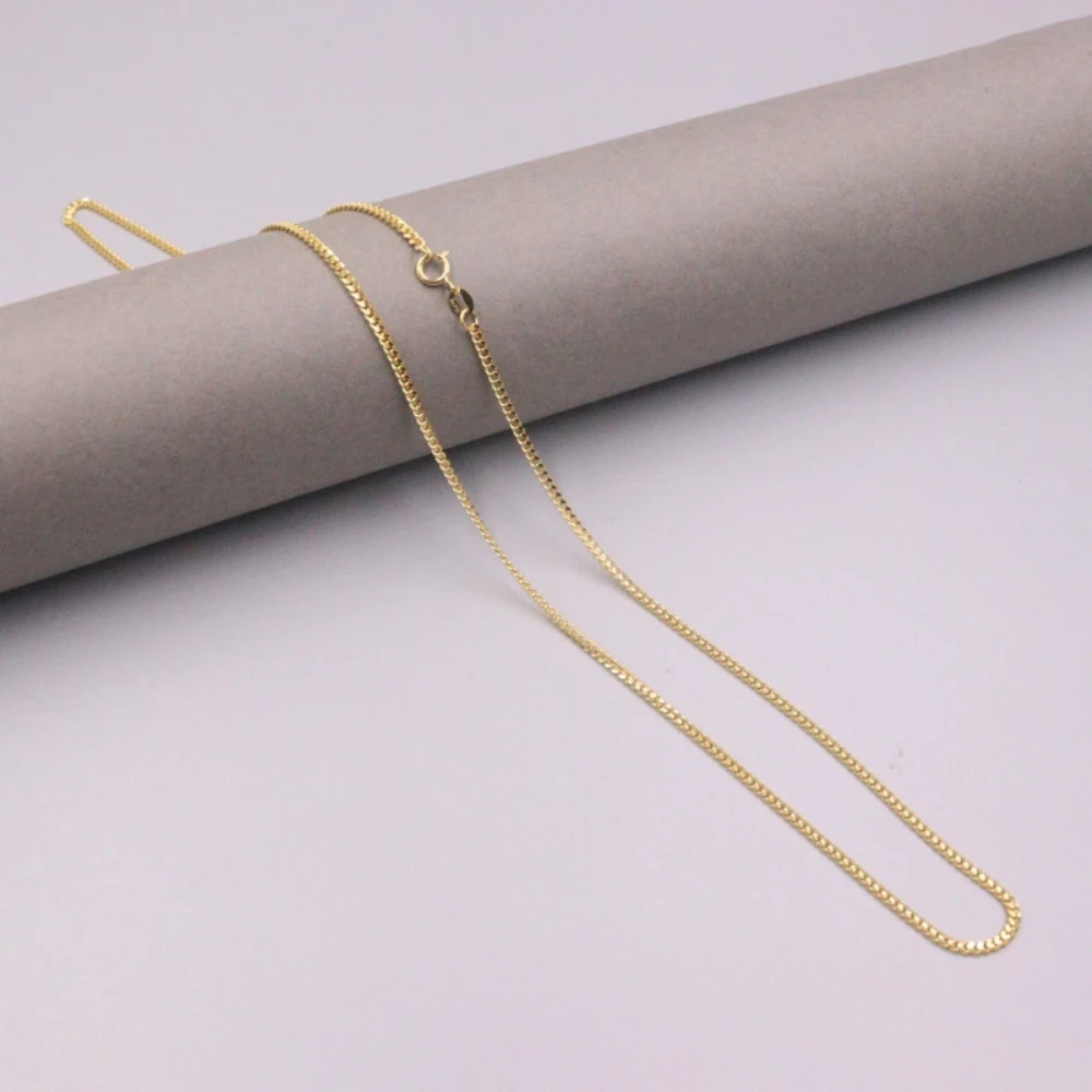 

AU750 Pure 18K Yellow Gold Necklace 2mm Curb Link Chain Necklace 8.7g / 22inch For Men Women Lucky Gift