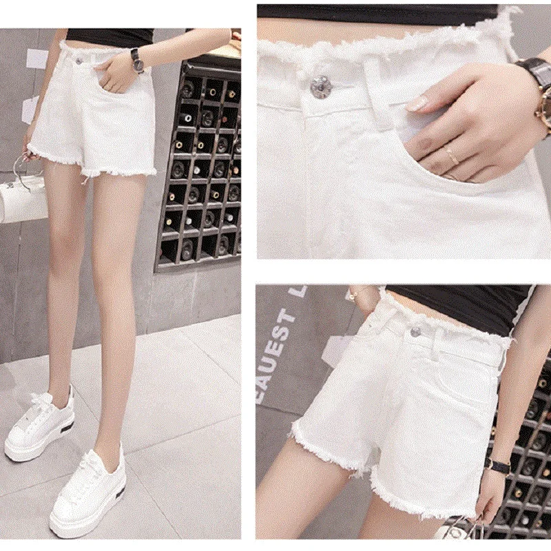 

Denim Shorts Women Black Korean Style Jean Shorts High Waist Wide Leg Loose Short Shorts Summer 2020 Streetwear