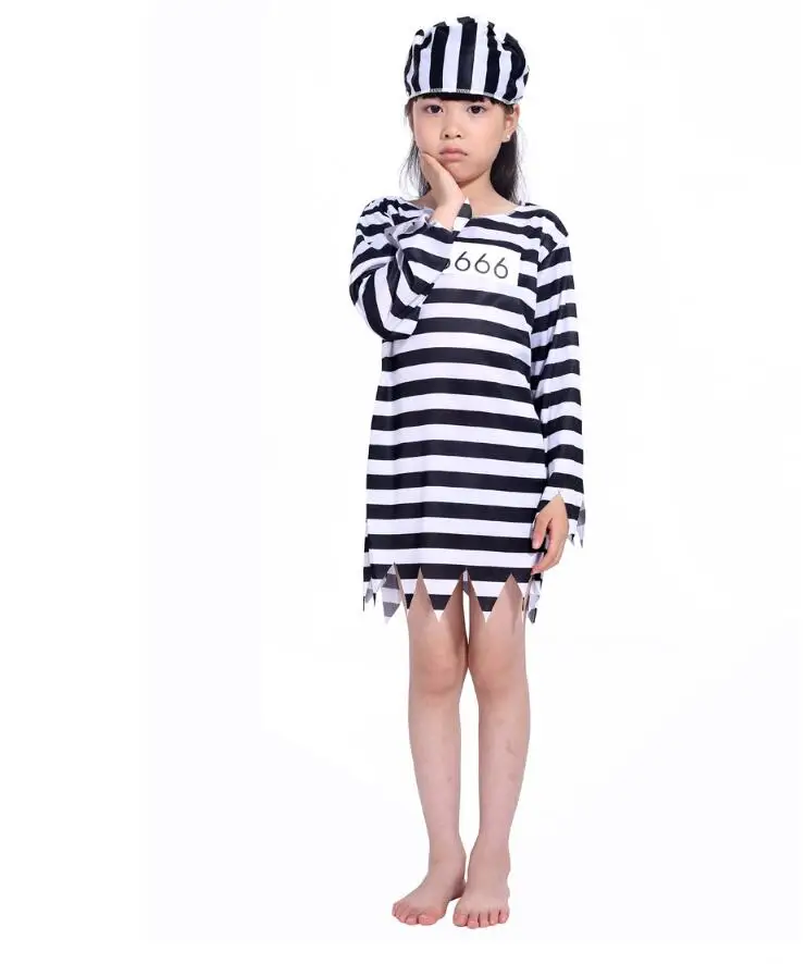 Маскарадный костюм на Хэллоуин одежда в полоску для подростков детская