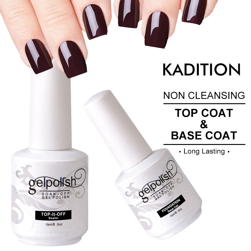 KADITION верхнее покрытие + Basecoat не протирать длинное пальто Базовое наборы 15 мл Soakable