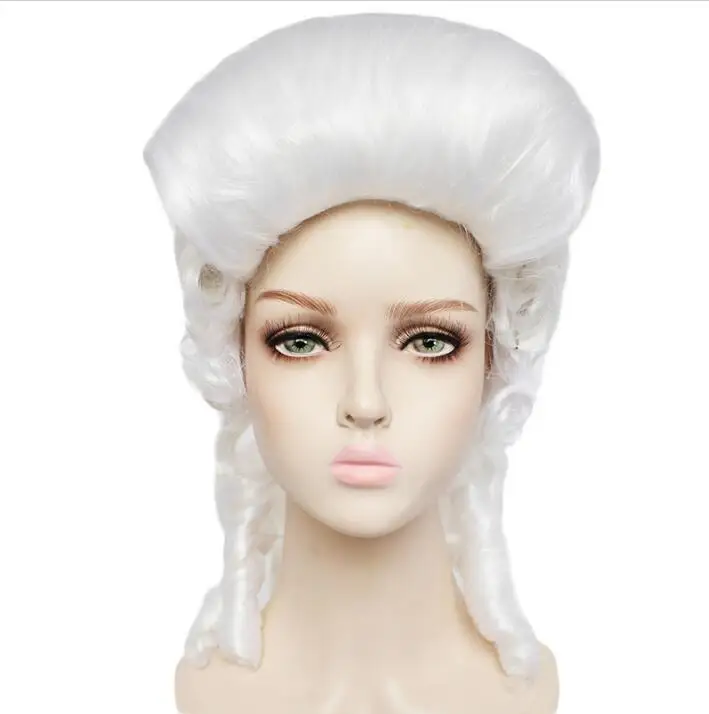 Женский парик для косплея 16-дюймовый белый юриста судьи в стиле барокко вьющийся