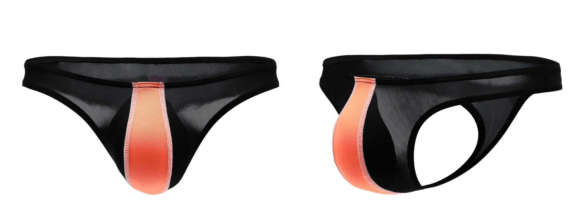 Мужские трусы стринги с низкой посадкой синие шелковые танга талией карманом для