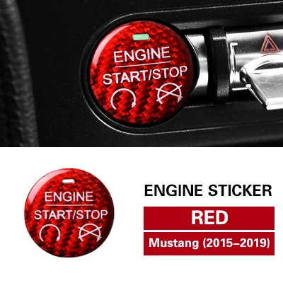 Engine sticker Red TPIC для Ford Mustang наклейка из углеродного волокна, кнопка запуска и остановки двигателя автомобиля, украшение, покрытие, Стайлинг для-, аксессуары - Название цвета: Engine sticker Red