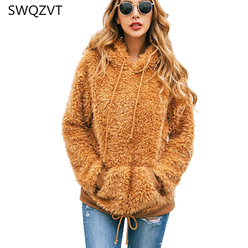 Женские толстовки с капюшоном розовые однотонные свитшоты карманами пуловеры в