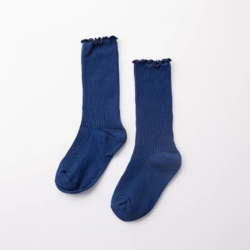 Однотонные носки до колен для девочек полосатые детские длинные зимние теплые