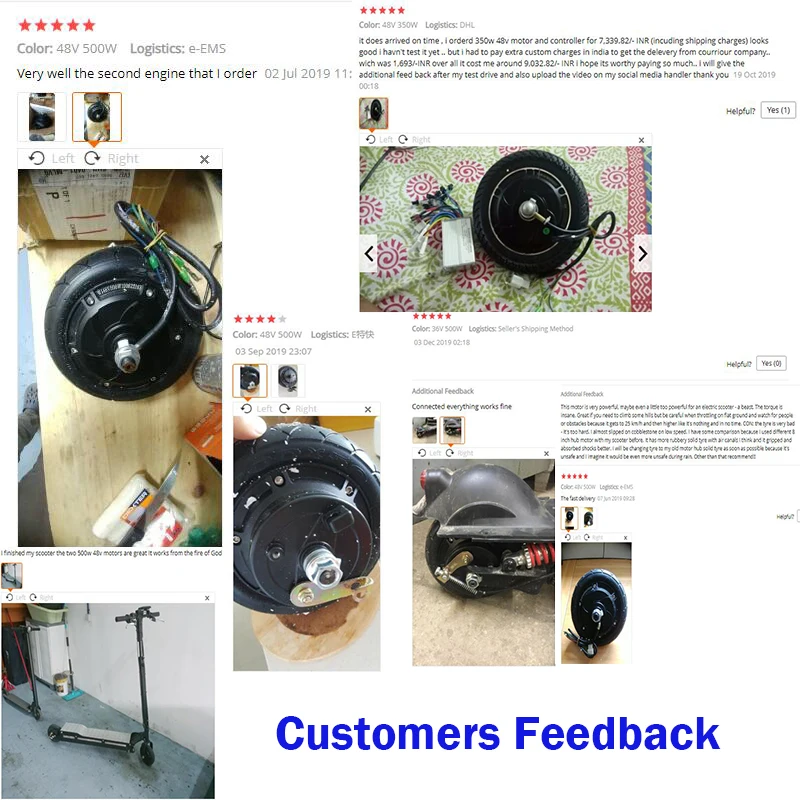Electric Scooter Hub Motor Wheel 24V/36V/48V 350W/500W Conversion Kit 8 Inch Brushless Huv | Спорт и развлечения