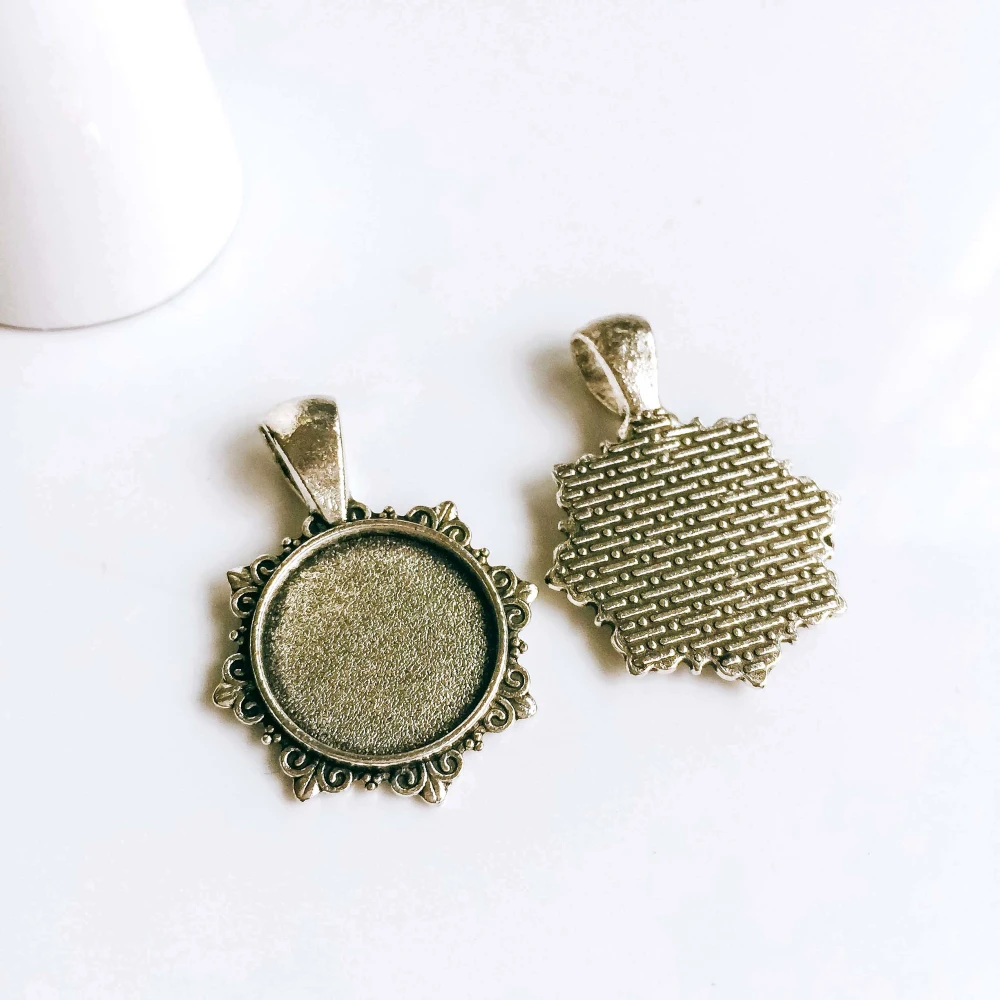 5 шт./лот 16 мм ожерелье с подвеской античная бронза серебряный цвет стеклянный