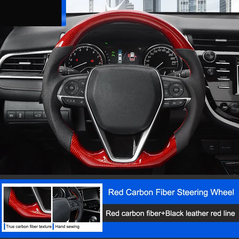 QHCP Real Carbon Fiber Steering Wheel Customized Replacement Modified Accessory Fits For Toyota Camry 2018-2021 Avalon 2018-2019 |