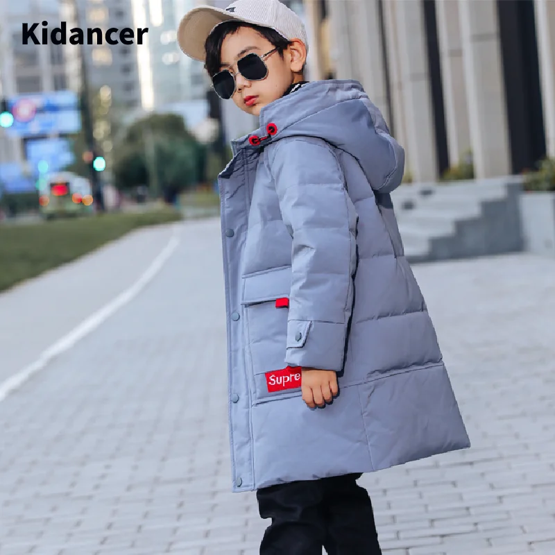 Куртка на утином пуху для мальчиков и девочек зимняя утепленная верхняя одежда с