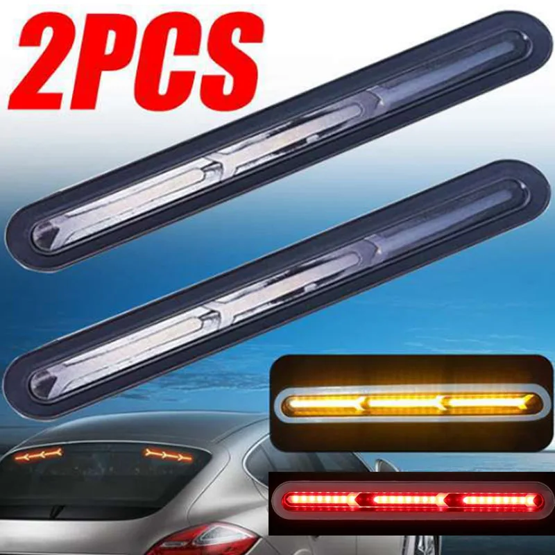 

1 Pair Modified Car Rear Glass Fishbone Type Y-shaped LED High-Position Additional Brake Personality Water Turn Signal Indicator