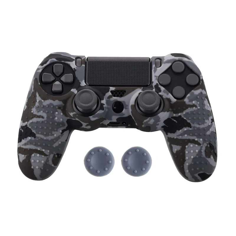 Анти-скольжения силиконовый чехол кожи чехол для sony PlayStation Dualshock 4 PS4 Pro Slim контроллер+ 2 Стик Захваты крышки - Цвет: C