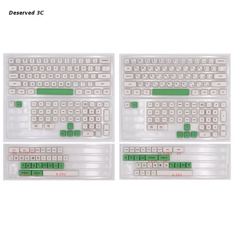 

R9CB Avocado Keycaps 137 Keys Japanese/English PBT Mechanical Keyboard Key XDA Profile Milk Green Sublimation Keycap