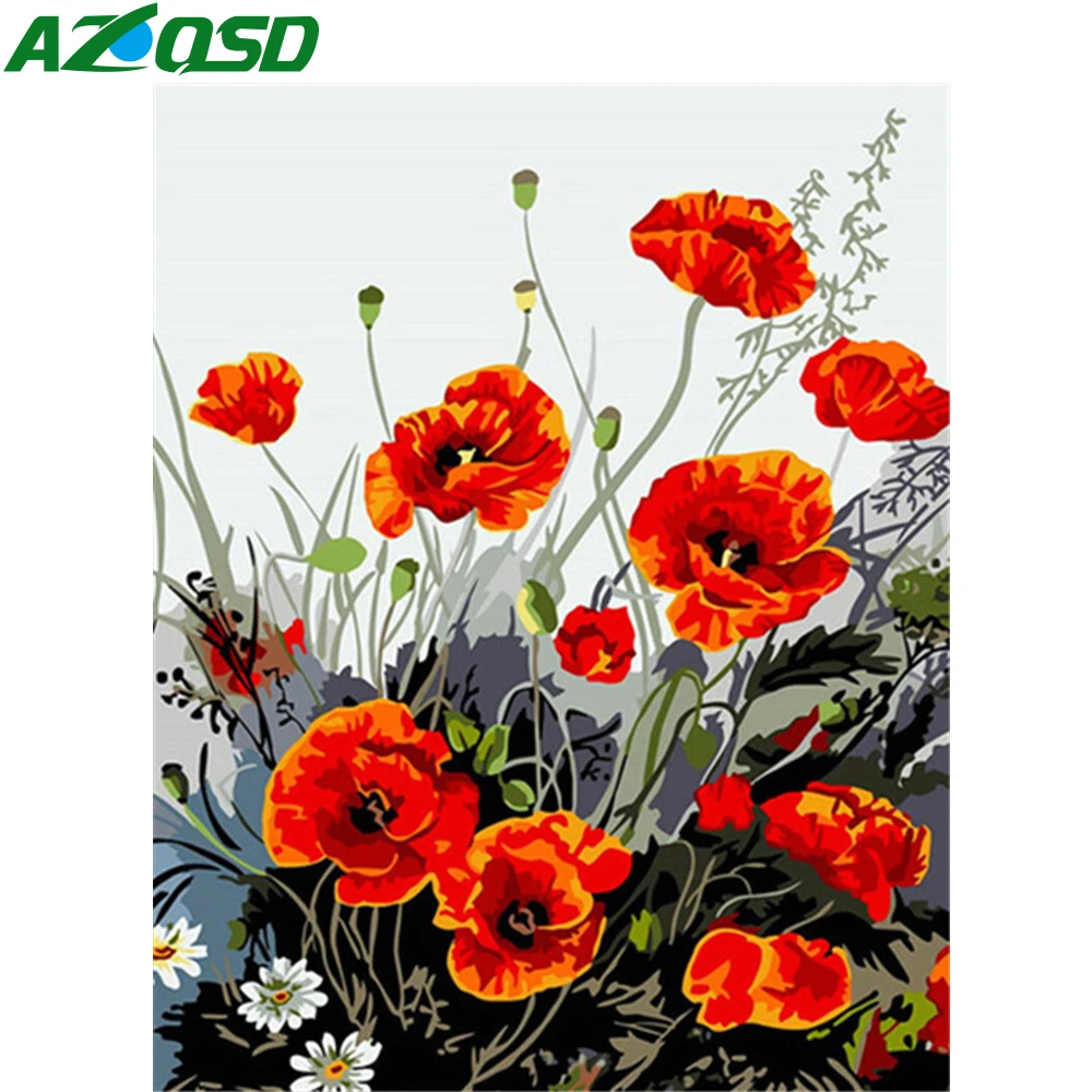 AZQSD масляные краски по номерам Цветы DIY краски по номерам холст краски ing полный набор для взрослых домашний декор 40x50 см DIY